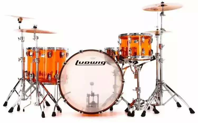 The Ludwig Vistalite Zep, a professional grade acrylic drum set